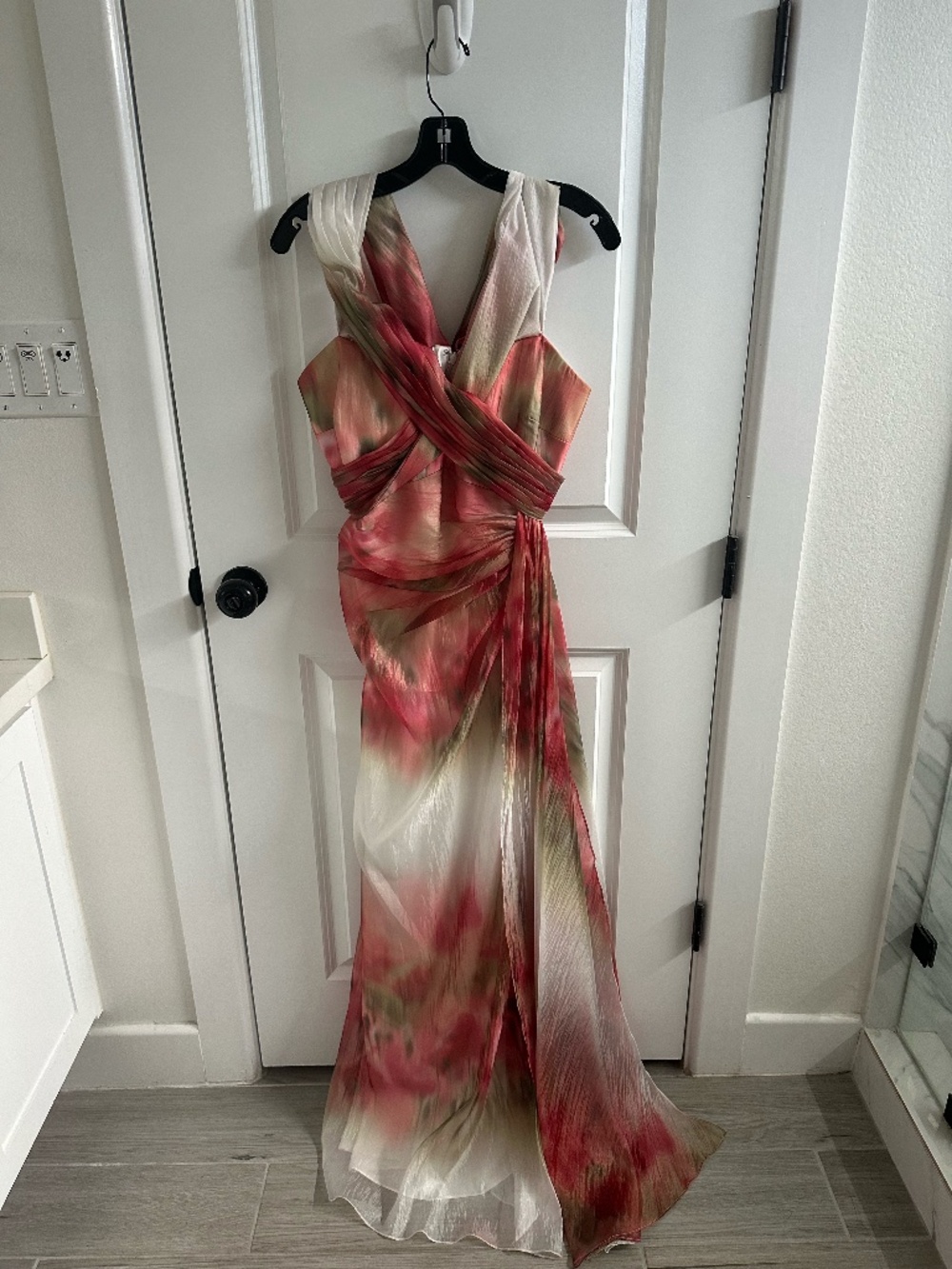 Badgley Mischka Gathered Chiffon Gown